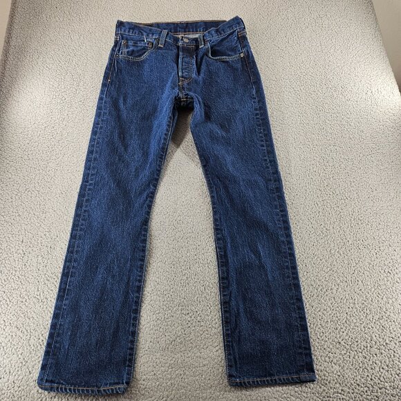 Levis Jeans Mens 32x32 Blue 501 Denim Button Fly Straight Leg - Picture 1 of 16